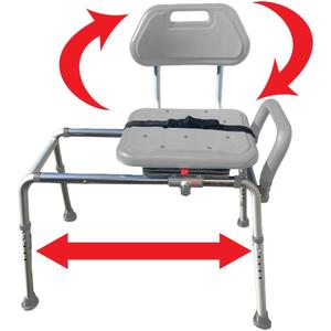 Gateway Premium Sliding Bath Transfer Bench with Swivel Seat-Padded (Gray)