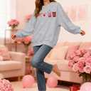 MYHALF Valentines Love Heart Sweatshirts: Womens Valentine Sweatshirts Casual Lovely Graphic Long Sleeve Pullover Tops