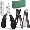 Toenail Clippers for Seniors Thick Toenails, CLPPNA Large Toe Nail Clippers Set for Men with Wide Jaw, Sharp Heavy Duty Ingrown Toenail Clippers Nail Cutter, Long Handle with Slanted Curved Blade