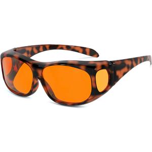 Eyekepper 100% Blue Light Reduction,Huge Fitover Anti-Blue Blocking Computer Eyeglasses with Extra Amber Lenses, Tortoise