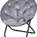 VECELO Saucer Chair for Adults, Folding Moon Chair with Metal Frame, Faux Fur for Bedroom, Living Room, Dorm Room, Apartment, Grey