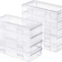 Medium Clear Storage Box 9 Pack Stackable Storage Containers with Snap-Tight Latch 10" x 5"x 1.9" for Pencil Box,Art tools