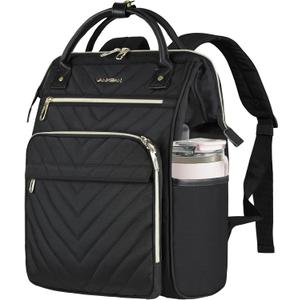 VANKEAN 17 Inch Laptop Backpack for Women Men Fashion Computer Work Bag, Large Capacity Waterproof Backpack with USB Port & RFID Pockets, College Daypack Business Travel, Black