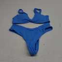geluboao Bikini Set for Women Solid V Neck Knot Front Push Up High Leg Thong Two Piece Swimsuit (Large, Blue)
