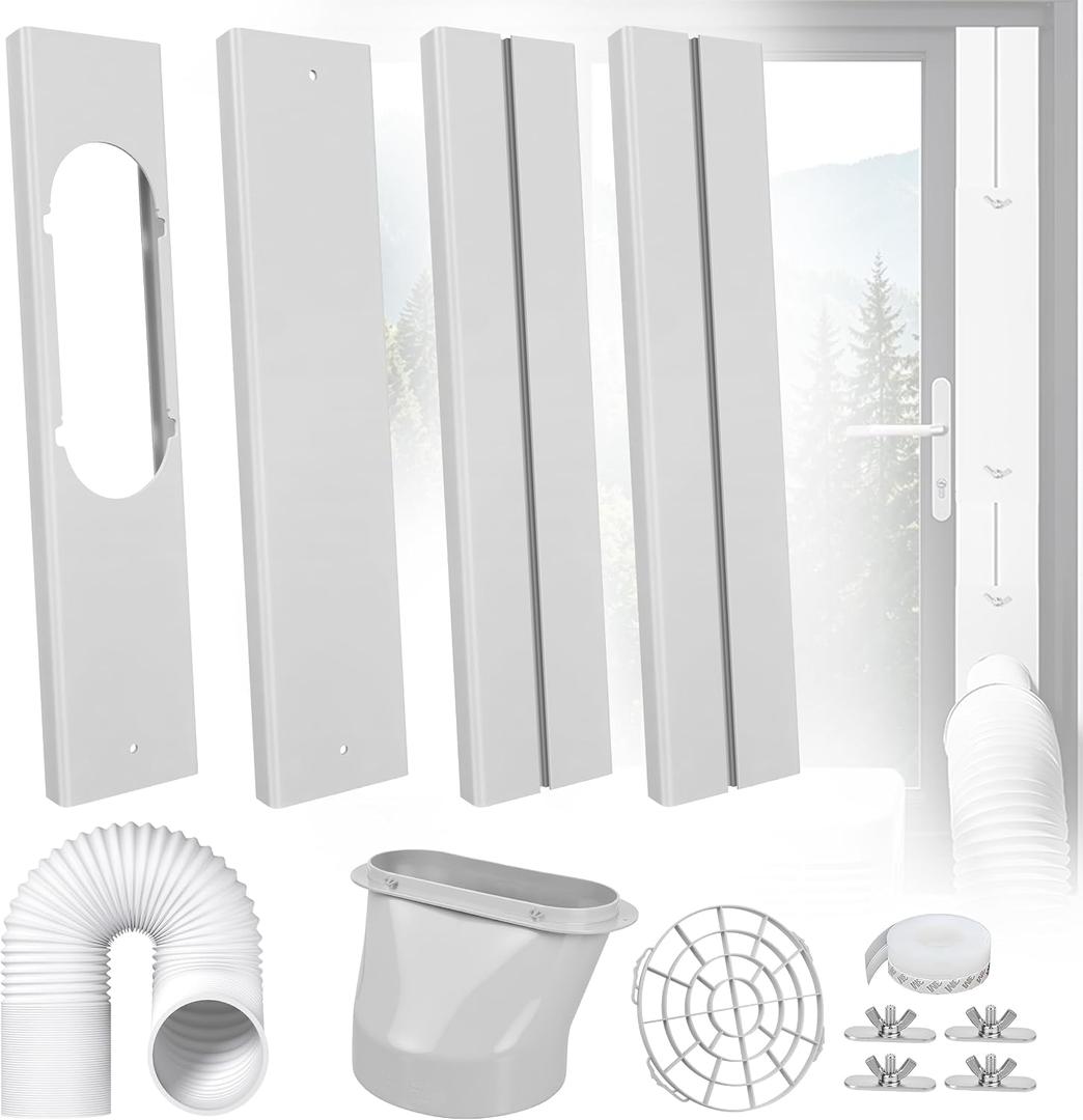 Portable Air Conditioner Window Vent Kit – Adjustable AC Window Kit Fits Sliding Horizontal & Vertical Windows, Includes 5.9” Exhaust Hose
