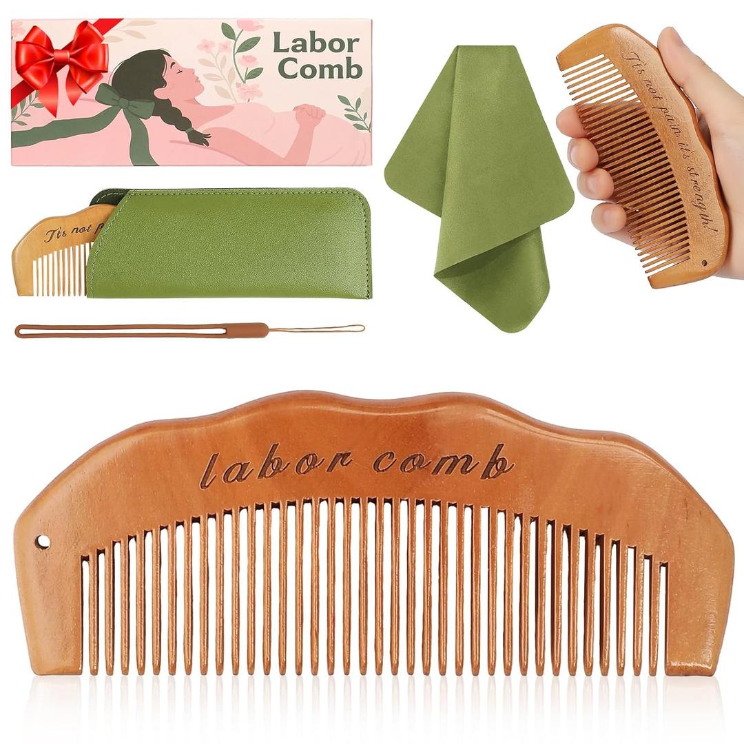 Birth Comb for Labor Pain, Natural Wooden Labor Combs for Women Pregnancy, pregnancy hospital bag essentialsDelivery Essentials, Baby Comb Shower Comb for New Mom Gifts