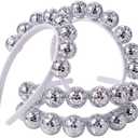Hicarer 4 Pack Halloween Disco Ball Headbands for Women, Silver Headpieces