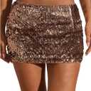 MakeMeChic Women's Sequin Sparkly Mini Skirt Low Waist Bodycon Party Night Out Skirts (Gold), XS 