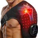 Seenew Red Light Therapy for Shoulder with Heat Massage, Portable Heated Shoulder Pad with Rechargeable Controller, Red Light Therapy Wrap with 216 Beads 660nm & 850nm for Men and Women