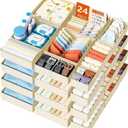 DIMJ Drawer Organizer Clothes Storage - 24 Pack Baby Dresser Organizer for Nursery, Small Fabric Closet Drawer Organizer Bins for Underwears Socks, Foldable Storage Dividers Organization for Bedroom (Beige)