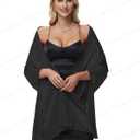 AWAYTR Silky Sheer Shawls and Wraps for Women Evening Dresses Soft Silky Wraps Wedding Bridal Scarf (Black)