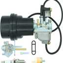 Carburetor with Air Filter Box Fit For Suzuki ATV Quadmaster 50 LT-A50 2002-2005 LT50 LT 50 1983-1987 JR50 1984-2006 Including & Fuel Valve Petcock With Spark Plug