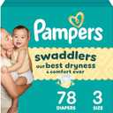 Pampers Swaddlers Diapers, Size 3 (13-26 lbs), 78 Count, Absorbent, Keeps Baby Dry and Comfortable, Skin Safe Disposable Baby Diaper
