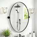Oval Mirrors for Bathroom 24x36 Inch Adjustable Tilting Pivot Design, Shatter-Resistant Glass Mirror for Vanity/Over Sink - Sleek Black Metal Frame, Space-Saving & Easy Wall Mount