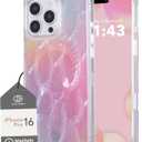 Cocomii - Rectangle Case Compatible with iPhone 16 Pro - Compatible with MagSafe, Real Mother of Pearl, Opalescent Seashell, Glossy, Magnetic Phone Case for iPhone 16 Pro 6.3 inch, Pink