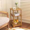 Fultyle End Table, Small Side Table with 3 Tier Open Shelf, Modern NightStand Accent Table for Small Spaces, Living Room and Office (Caramel Tan)