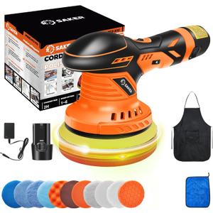 Saker Cordless Buffer Polisher, 6 Inch Fast Charging Portable Car Polishing Kit with 12V 2000mAh Battery, Polisher for Car Detailing Polishing Waxing
