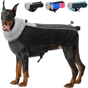 ASENKU Winter Dog Coat,Thick Turtleneck Coral Fleece Jacket for Cold Weather,Comfy Winter Snowsuit for Small Medium Extra Large Dogs (Black)