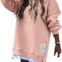 CHICME Womens Long Sleeve Zipper Slit Oversized Sweatshirt Casual Pullover Zipper Hoodies Fall Clothes L