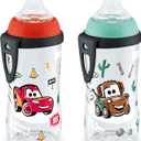 NUK Active Sippy Cup, 10 oz, 2 Pack, Disney's Cars, Lightning McQueen, BPA-Free, Spill-Proof, Transition Cup