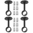 Anndason Curtain Rod Bracket Holders (Ceiling-Mount, 4 PCS, Black)
