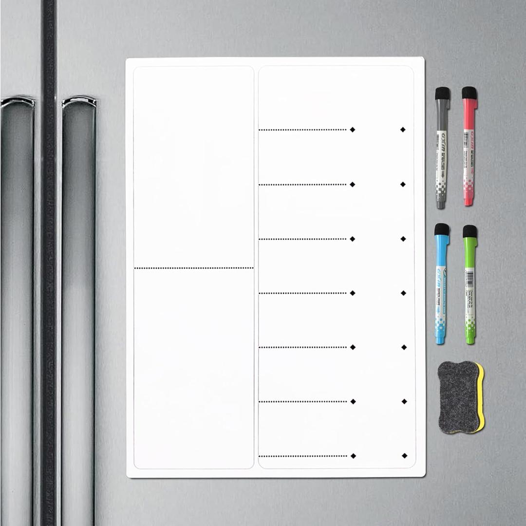 Magnetic Dry Erase Board Sheet for Refrigerator/Office/Locker, White Board Organizer and Planner with Stain Resistant Technology, Include 1 Eraser, 4 Markers (17 x 12 Weekly Planner)