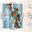 Fishing Boat Paint by Numbers Kit for Adults - DIY Rustic Boat on Rocky Shore Painting on Rolled Canvas 16x20 Inch, Acrylic Paint Set, Suitable for Beginners, Art for Home Decoration or Gifts
