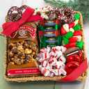 A Gift Inside Holiday Classic Chocolate, Candy & Crunch Gift Basket With Handmade Chocolates, Ghirardelli, Caramel Corn for Gourmet Christmas Food Gift