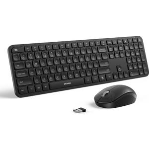 Wireless Keyboard and Mouse Combo - seenda Full Size 2.4G USB Wireless Keyboard Mouse Set, Quiet Cordless Computer Keyboard Mouse for Windows, Laptop, PC - Black