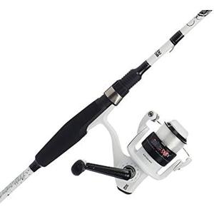 Abu Garcia 6’ Ike Dude Youth Fishing Rod and Reel Spinning Combo, 2-Piece Rod, Size 30 Reel, Right/Left Handle Position,White