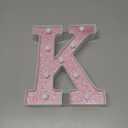 LED Letter Lights Pink Glitter Marquee Letters Light Up Alphabet Letters Sign Battery Powered for Home Party Decoration Night Bar Wedding Birthday Christmas Lamp Girls Gift - Letter K