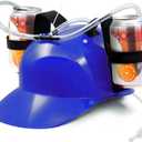 Novelty Place Drinking Helmet - Adjustable Can Holder Cap Drinker Favor Hat - Straw for Beer Soda - Party Fun Beverage Gadgets(Blue)