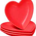 4 Set Heart Shaped Plates Ceramic Salad Cute Plate Set Steak Elegant Dinner Dish 6.9 Inch Dessert Tray Serving Dish Dessert Appetizer Snacks for Mother's Day Anniversary Wedding(Red)