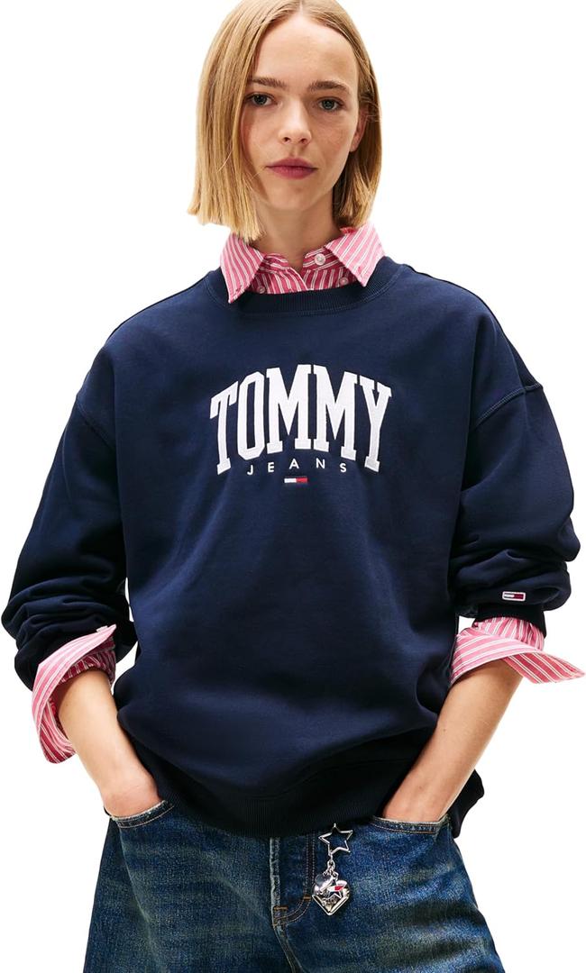 Tommy Jeans Women's Medium Weight Pullover Crewneck With Printed Logo, Size S