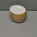 Coloch 50 Pack Gold Plastic Plates, 6 Inch White with Gold Rim Round Disposable Appetizer Dessert Plates for Wedding, Buffet, Party, Catering