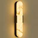 Alabaster Wall Sconces, 20 inch Natural Marble Black Wall Sconce Indoor Wall Lamp Modern Bathroom Alabaster Wall Lamp for Living Room, Bedroom, Porch, Dining Room, Stairway, 1PCS