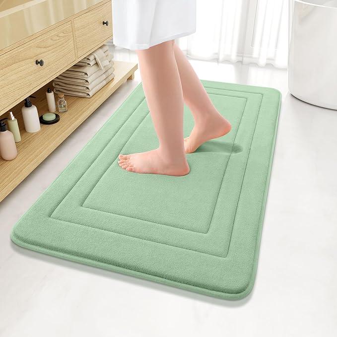 Arotive Memory Foam Bathroom Rug Mat 47x24, Ultra Soft and Absorbent Bath Mat, Machine Wash Dry, Comfortable Bath Rug Carpet for Bathroom Floor, Tub and Shower, Sage Green