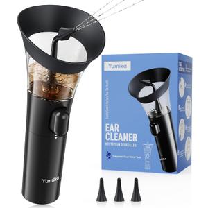 Yumika Ear Wax Removal Kit  Manual Ear Cleaner with Powerful Water Flow for Deep Clean & Soft Silicone Tip (Black)