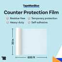 TapeManBlue Countertop Protection Film, 30" x 600', Made in USA, Self Adhesive Clear Countertop Protector, Surface Protection Film for Kitchen Counters, Granite, Marble, Acrylic, Glass, Quartz