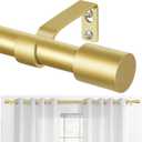 TONIAL Gold Curtain Rods 32 to 58 Inch(2.6 to 4.8 ft), Adjustable Splicing Window Curtains rod, 3/4 Drapery Rods for Windows 20 to 53 Inch, Decorative Single Rod with Modern Cap Finial