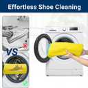2 x Yuoyar Shoe Washing Machine Bag - Fluffy Fibers Shoe Laundry Bag for Washer and Dryer - Adjustable Shoe Bag for Washing Machine (1, Yellow and Blue)