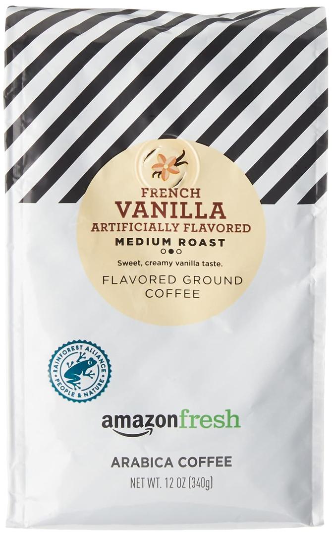 AmazonFresh French Vanilla Flavored Coffee, Ground, Medium Roast, 12 Ounce, BBD 11/12/2025