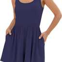 ZAFUL Womens Summer One Piece Sleeveless Tank Top Playsuits Short Jumpsuit Flowy Beach Rompers with Pockets (XX-Large, Navy Blue)