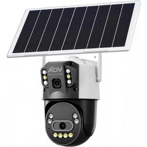 JideTech 6MP Dual Lens Solar Security WiFi Camera Outdoor, AOV Always-On Recording, PTZ 320 Pan 90 Tilt, 8W Solar Panel & 16000mAh Battery, Full Color Night Vision,Humanoid Automatic Tracking