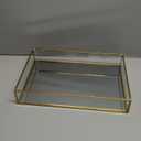 HighFree Rectangle Gold Mirror Tray, Decorative Glass Mirrored Vanity Tray for Perfume, Cosmetics, Makeup, Trinket, Jewelry (11.8x7.9x2)