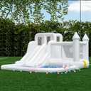 12.5FTx10.6FT Oxford White Bounce House, Kids Inflatable Castle with Slide and Ball Pool, Medium to Large Inflatable Bounce House, Can Be Used Indoors or Outdoors, Wet and Dry Use, Multi-Functional Toy