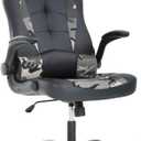 PC Gaming Chair Ergonomic Office Chair Desk Chair PU Leather Racing Chair Executive Swivel Rolling Computer Chair with Lumbar Support Flip Up Arms Headrest for Adults,Camo