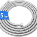 15FT Stainless Steel Braided Water Supply Line for Dishwasher, Brass 3/8 Inch Compression x 3/8 Inch Compression Connections, Food Grade PEX Inner Tube Water Hose