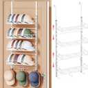 SWTYMIKI Over Door Hat Organizer - 5 Tier Wall Mounted Hat Rack with 4 Adjustable Metal Basket and 3 Hooks, Hanging Baseball Cap Organizer Storage Holds up to 49 Caps for Door, Bedroom, Closet (white)