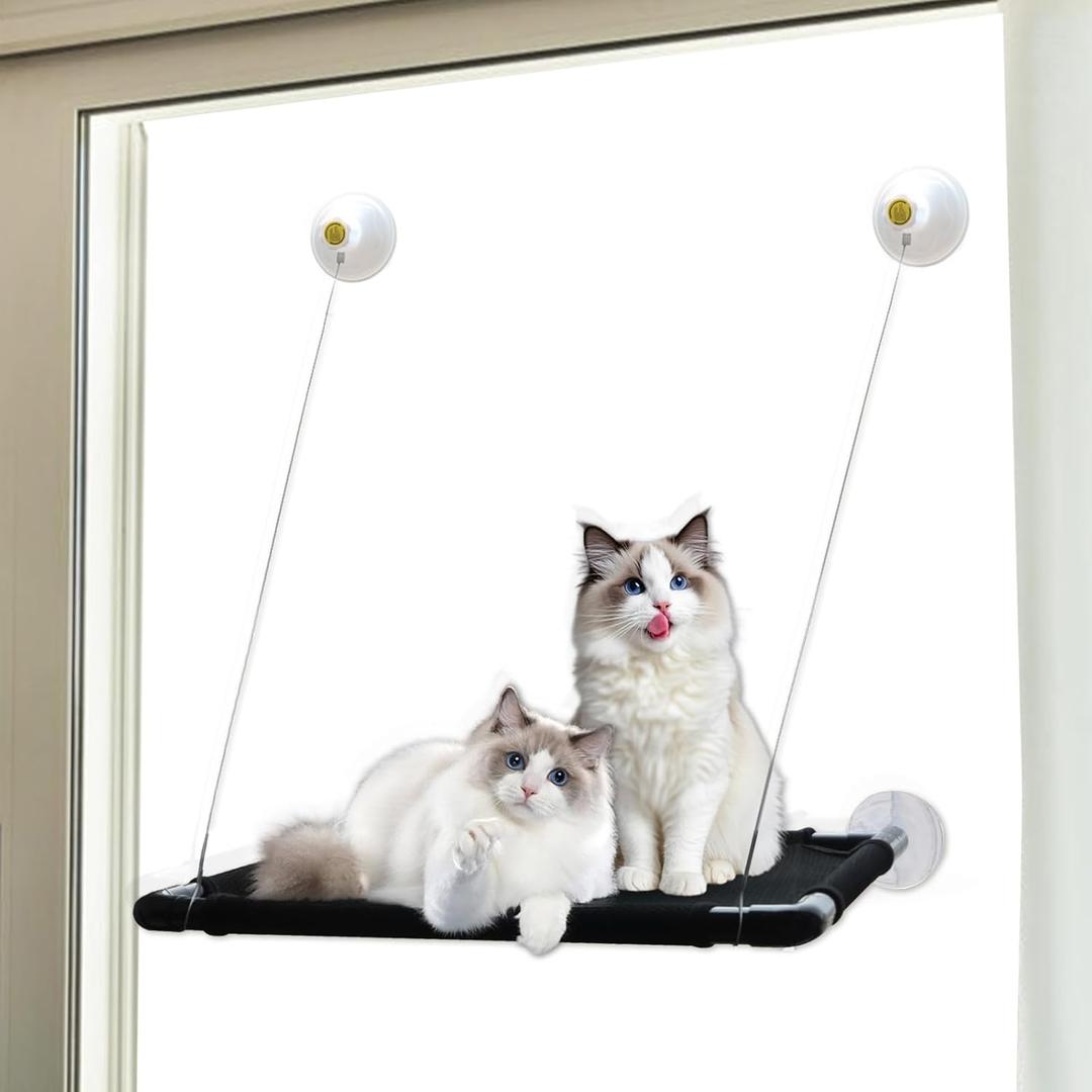 Cat Window Hammock Bed with Suction Cups  Foldable Window Perch & Shelves  Extra Large Bed for Indoor Cats, Holds 2 Large Cats